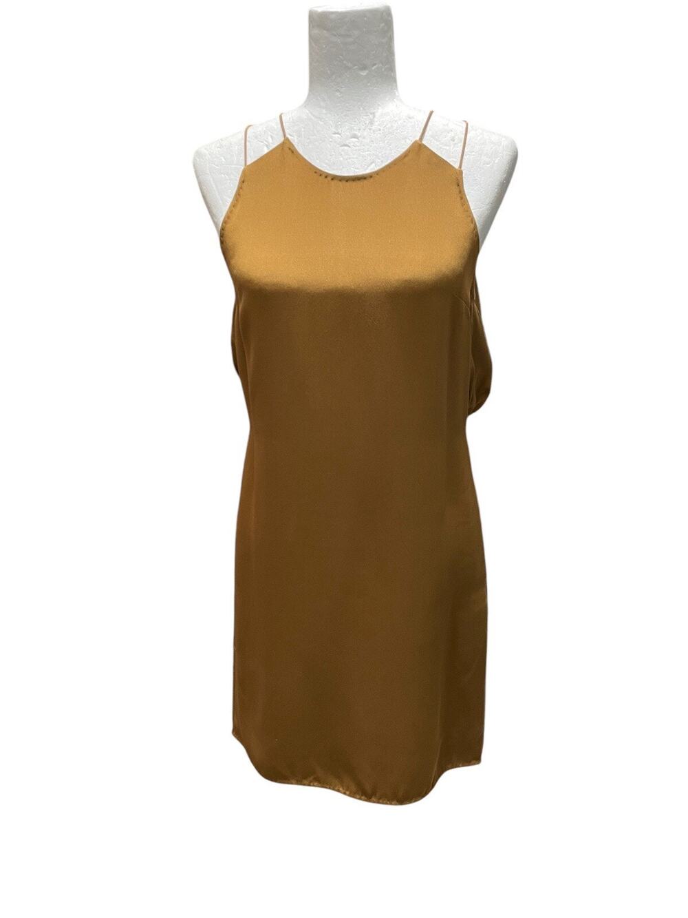 3.1 Phillip Lim Silk Camel Dress Sleeveless Knee Length Tie Back Size 0